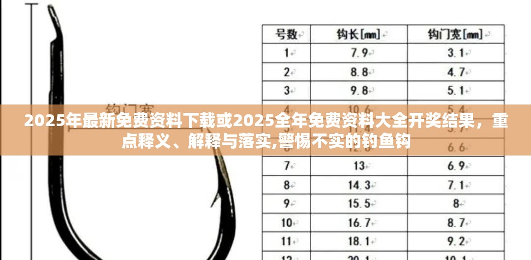 2025年最新免费资料下载或2025全年免费资料大全开奖结果，重点释义、解释与落实,警惕不实的钓鱼钩