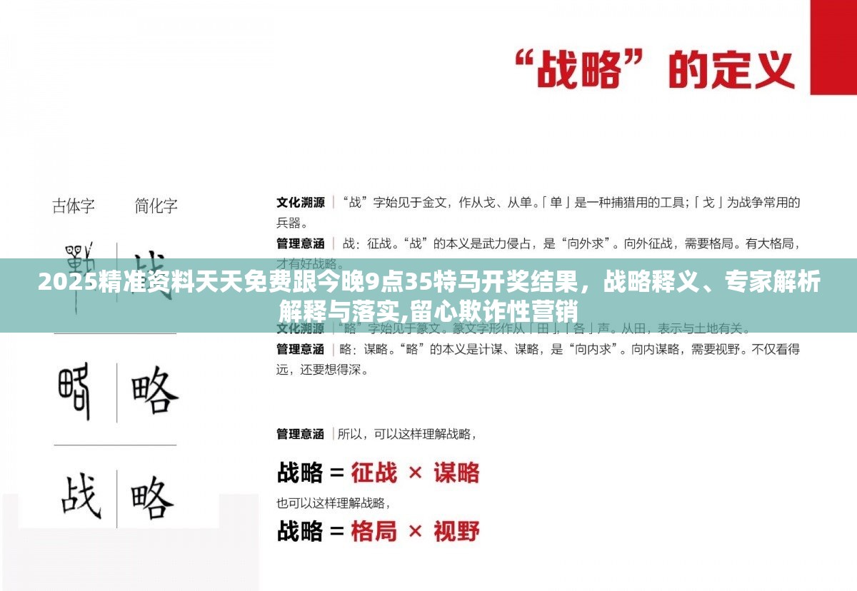 2025精准资料天天免费跟今晚9点35特马开奖结果，战略释义、专家解析解释与落实,留心欺诈性营销